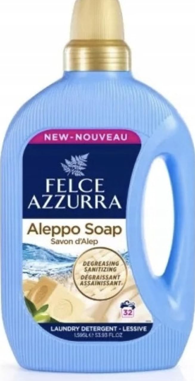 White Smoke Aleppo Felce Azzura Soap Liquid Laundry Detergent, Degreasing and Sanitizing, 53.93 fl oz, 32 Loads