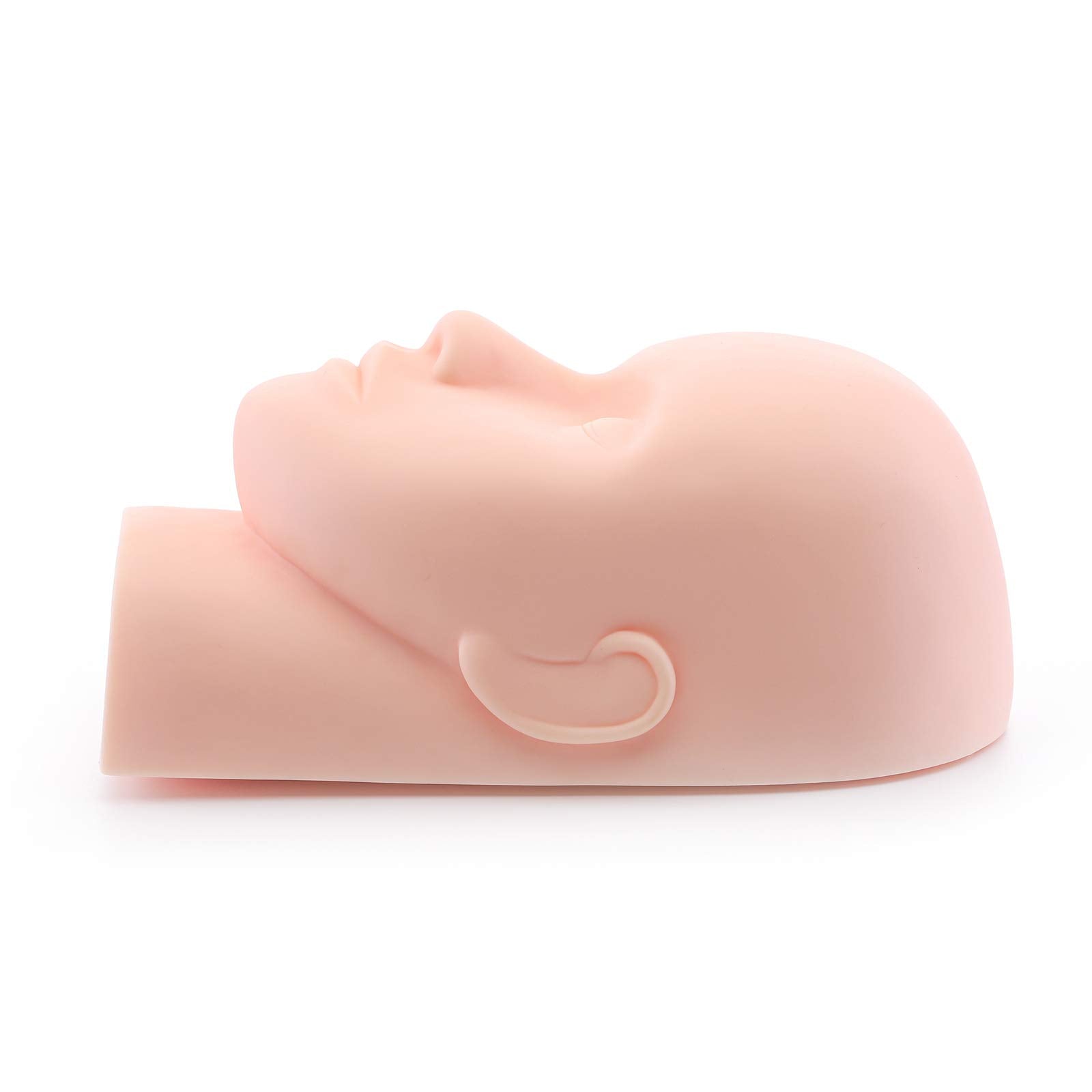 Tan Foraineam 2-Pack Practice Training Head Rubber Cosmetology Mannequin Doll Face Head For Eyelashes Makeup Massage Practice