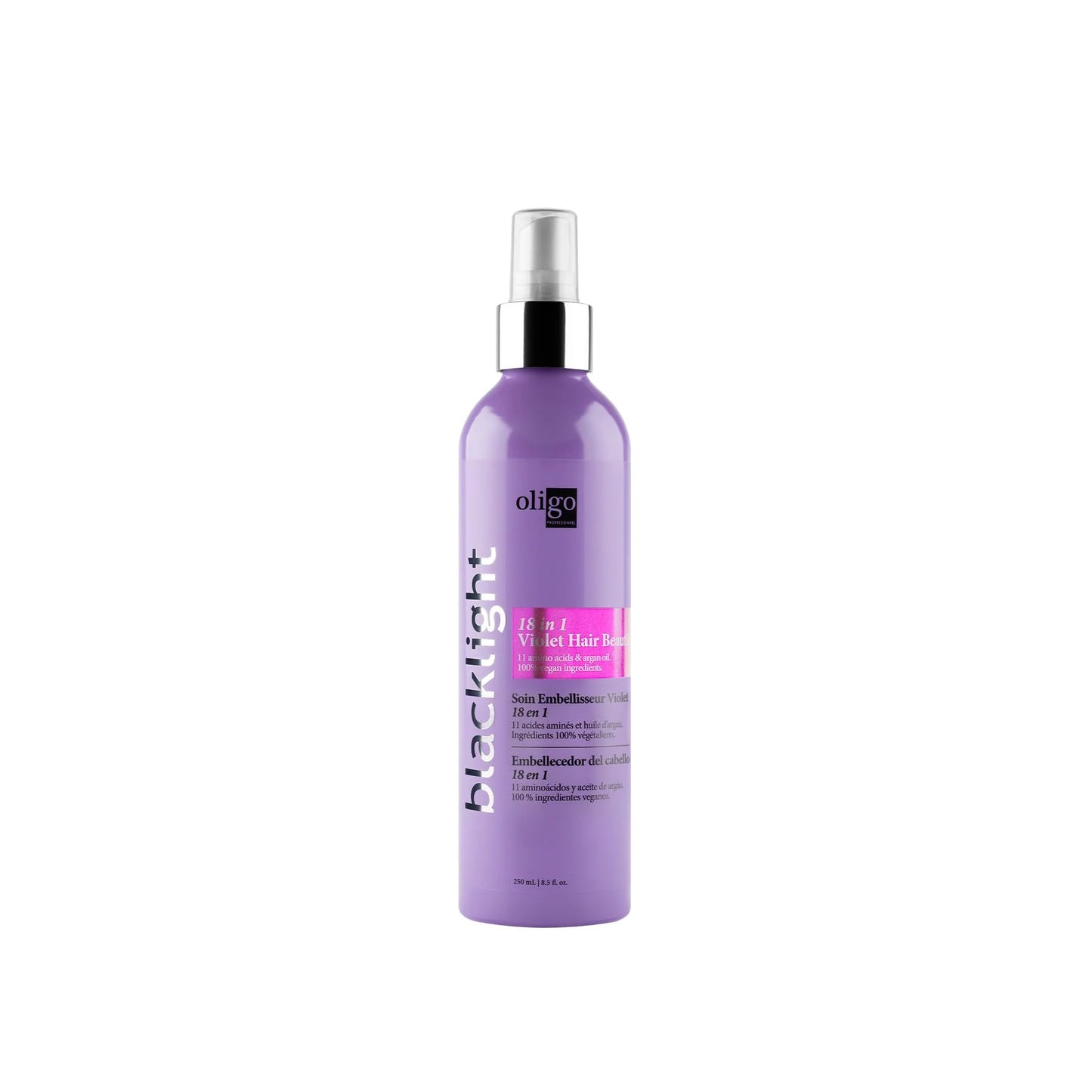 White Smoke Oligo Professionnel - Blacklight 18-in-1 Violet Hair Beautifier for blondes- Vegan - Eliminate yellow tones - Anti frizz- Leave-in Toning Conditioner - Detangling Hydrating Spray - Argan Oil -8.5 oz