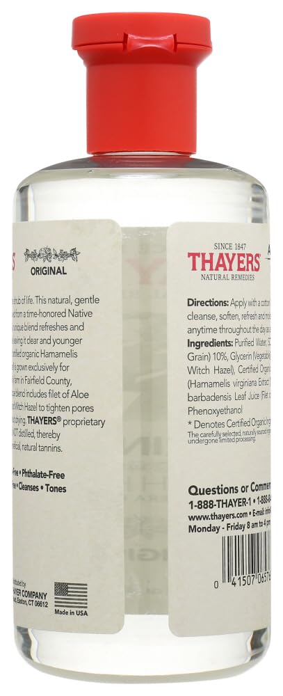 White Smoke Thayers Witch Hazel with Aloe Vera, Original Astringent 12 oz (Pack of 4)