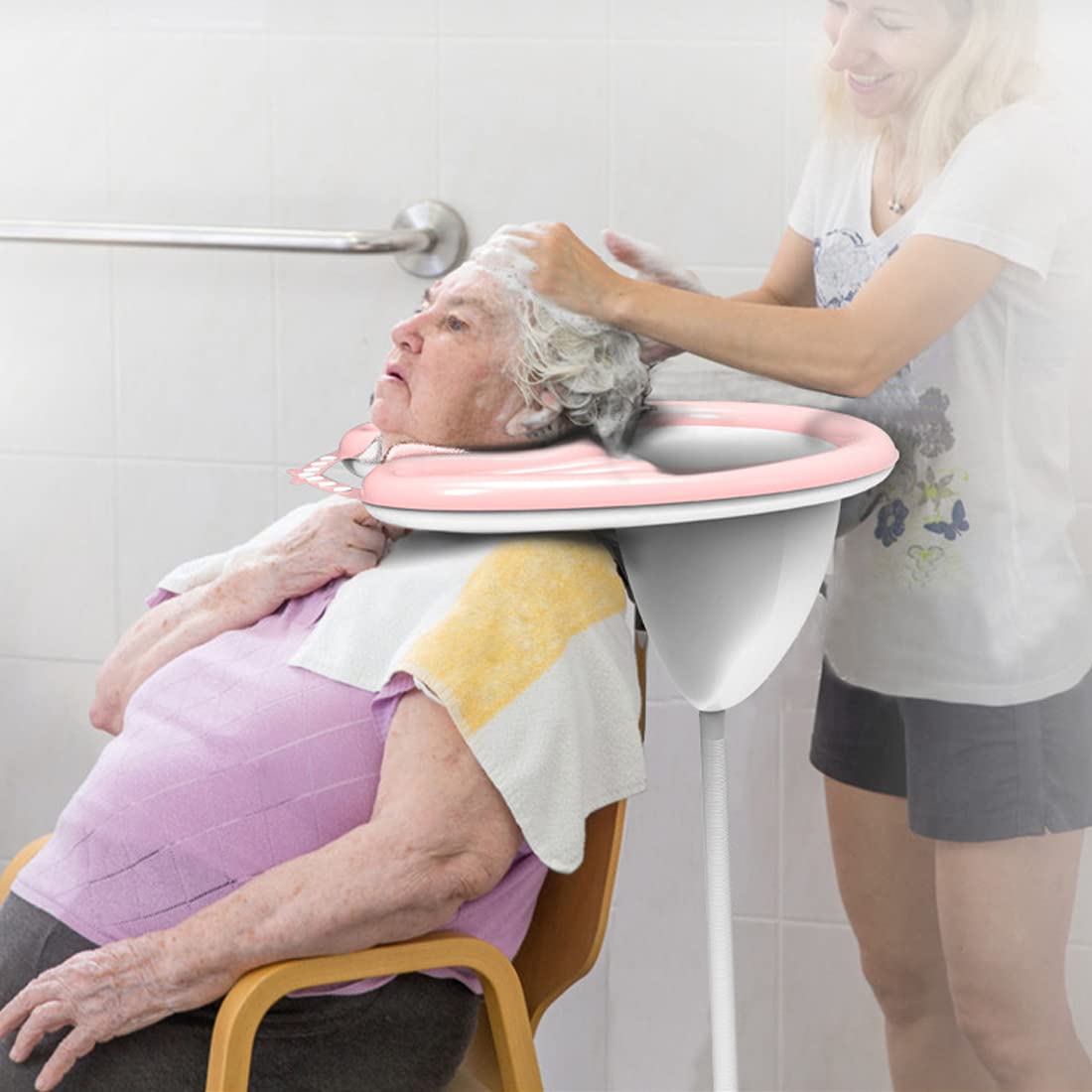 Lavender Inflatable Shampoo Bowl, Portable Hair Washing Tray for Bedside and in Bed, Lightweight Shampoo Basin for Elderly, Disabled, Pregnant, Injured, Bedridden, Handicap, Lightweight Hair Washing Sink