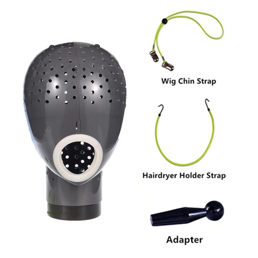 White Smoke HOMEGOAL Hair Dryer Wig Stand Holder Mannequin Head, Drying Wig From Inside to Outside, Quickly, Easily, For Lace Scalp Cap Net (Dark Grey)