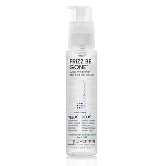 Light Gray GIOVANNI ECO CHIC Frizz Be Gone - Super Smoothing Anti-Frizz Hair Serum, Adds Shine, Seals in Color, Infused with Natural Botanical Ingredients, Salon Quality, No Parabens - 2.75 oz (1 Pack)