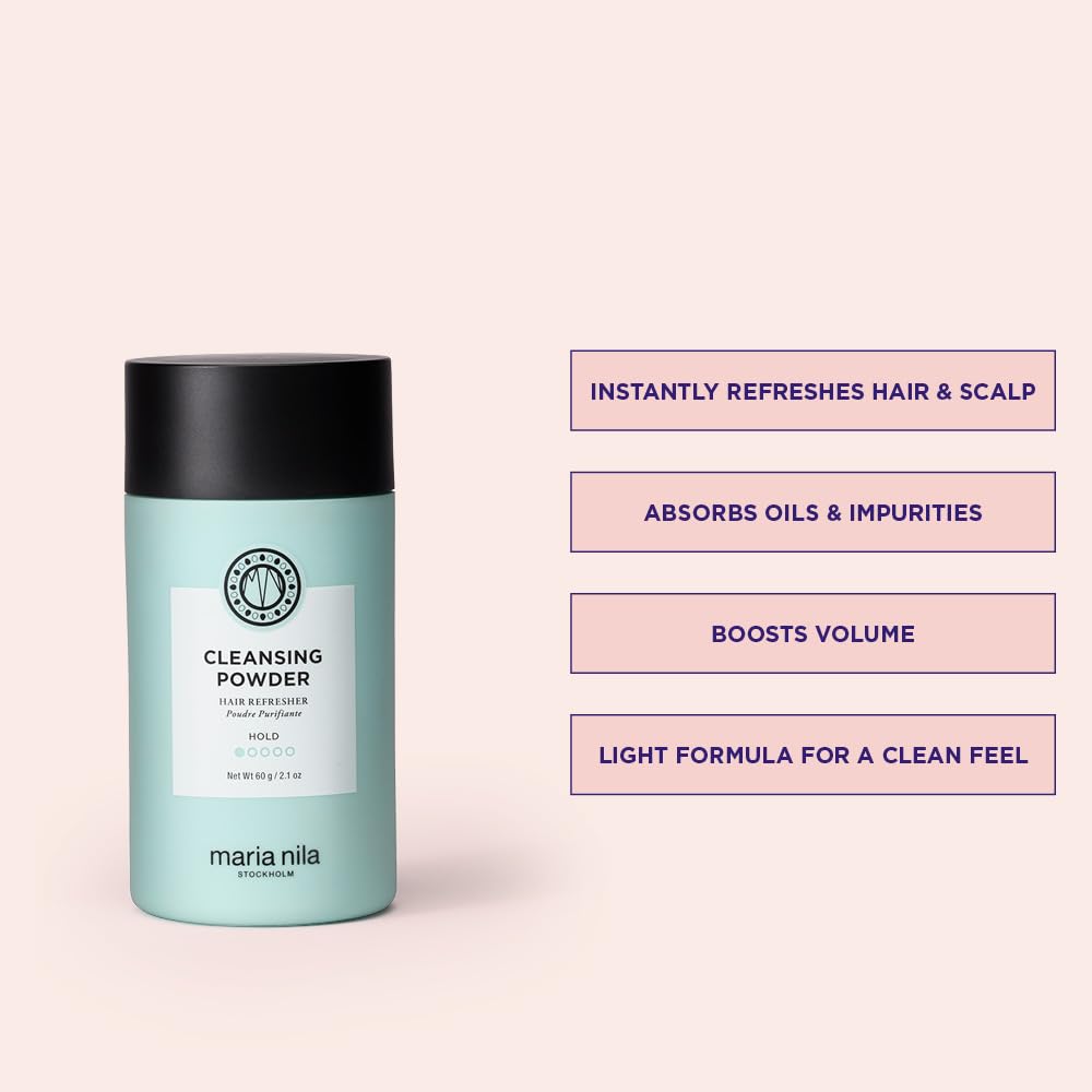 Misty Rose Maria Nila Cleansing Powder, Dry Shampoo Powder, Refreshes Hair & Scalp, Absorbs fats, oils & product residue, 100% Vegan & Sulfate/Paraben free, 2.1 Oz