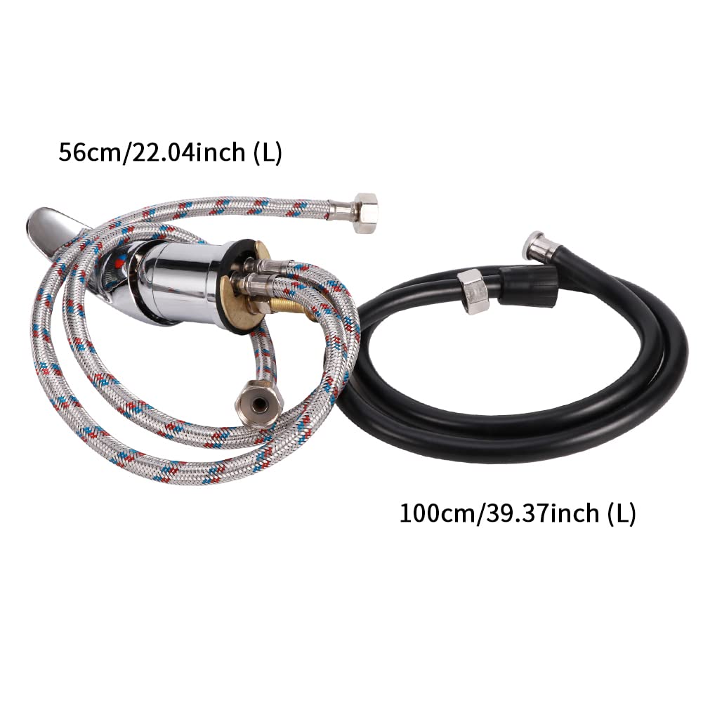 White Smoke Water Faucet Set, Professional Beauty Salon Shampoo Sink Bowl Faucet and Sprayer Kit with Spray Hose, Hair Salon Sink Faucets Sprayer Hose Replacement Set(Silver)