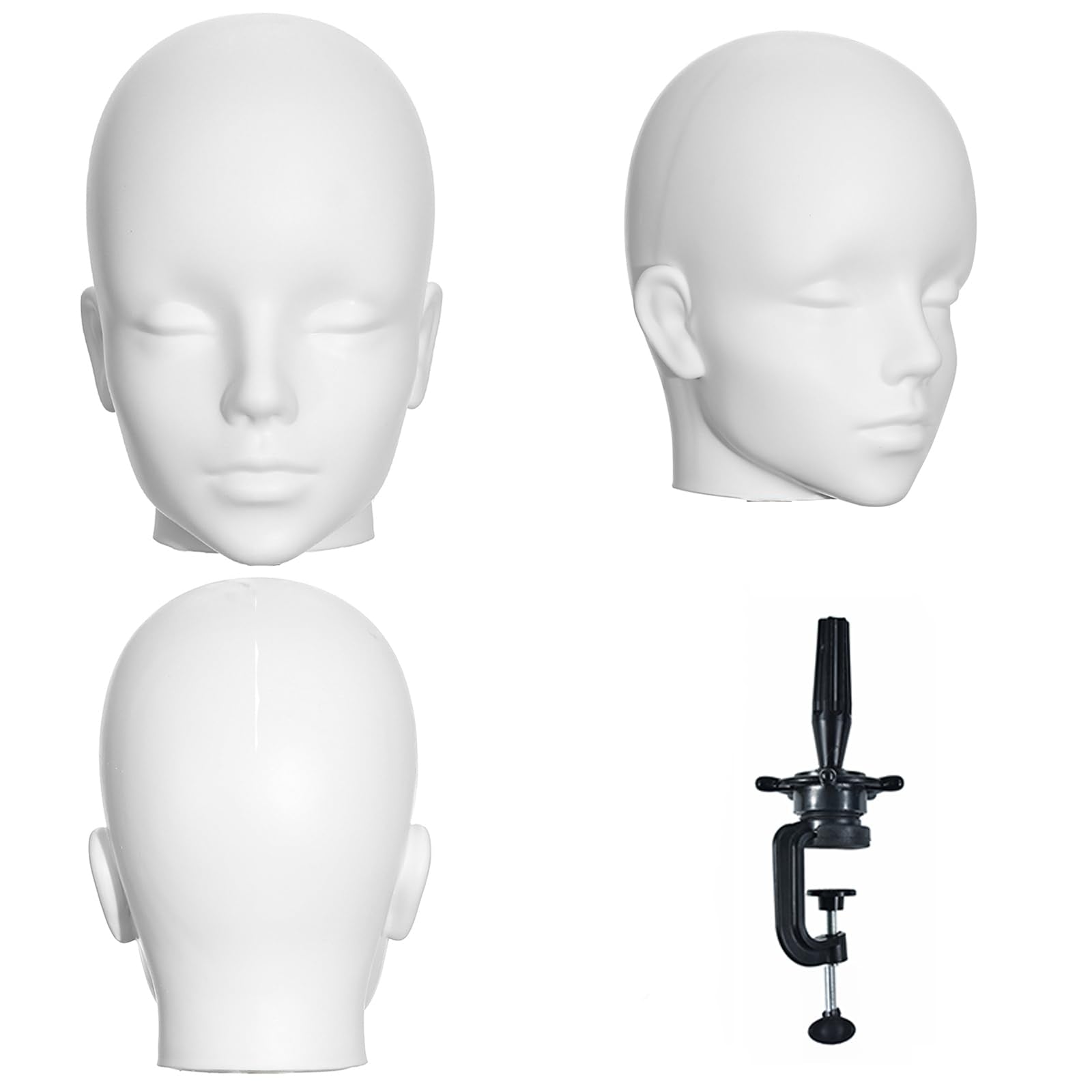 White Smoke SK-QACD Mannequin Head Male Professional Cosmetology White Manikin Head for Display Headset, Headphone, Game Console, Hats, Wigs Jewellery