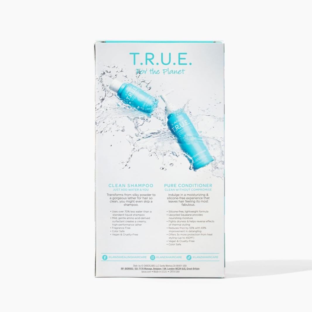 Lavender L'ANZA T.R.U.E. Duo Hair Kit, Clean Shampoo & Pure Conditioner, Anti Frizz, Fragrance & Paraben Free, Vegan & Cruelty Free Shampoo and Conditioner Set, Luxury Hair Care Kit in a Gift Box (2/8 Fl Oz)