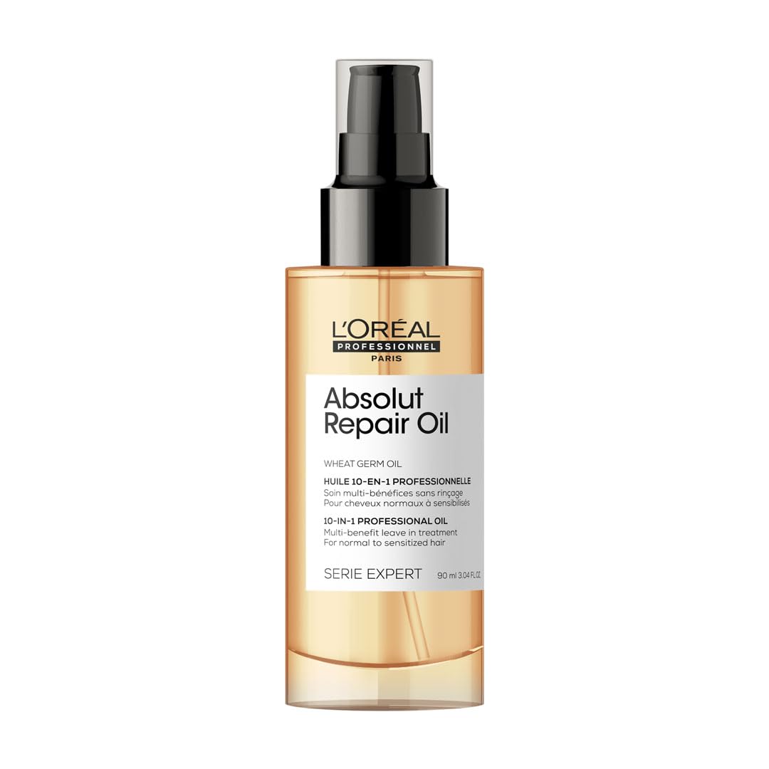 White Smoke L'Oréal Professionnel Paris Absolut Repair 10-in-1 Oil – Nourishing Multi-Benefit Oil For Dry & Damaged Hair, Repairs Hair and Provides Shine