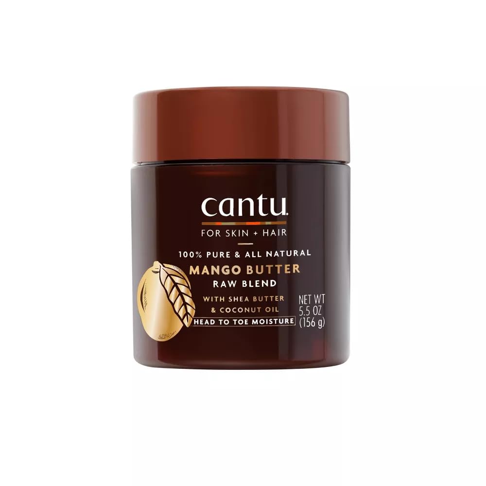 Black Cantu Skin Therapy Hydrating Raw Blends Body Butter Mango Butter Shea Butter and Coconut Oil, 5.5 Ounce