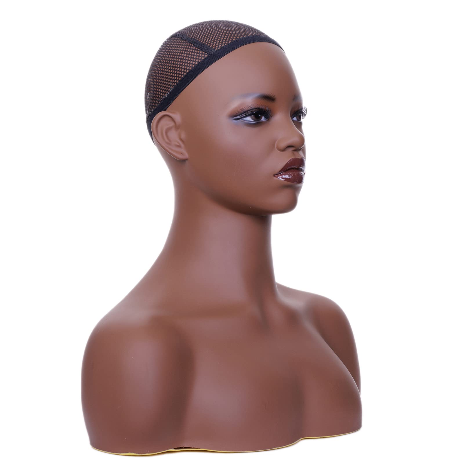 White Smoke JINGFA Whosale Realistic Female Mannequin Head with Shoulders Manikin Wig Head Stands for Wigs,Makeup,Jewerly,Beauty Accessories Displaying
