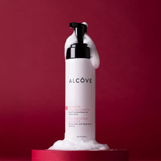 Brown Alcôve - Volumizing Mousse - Medium Hold - Fine and Thin Hair - Lightweight Volume - Anti-frizz - Shine and Hydration - Heat Protection - Mango Extract and Sunflower Oil - Color-Safe - 8.5 oz