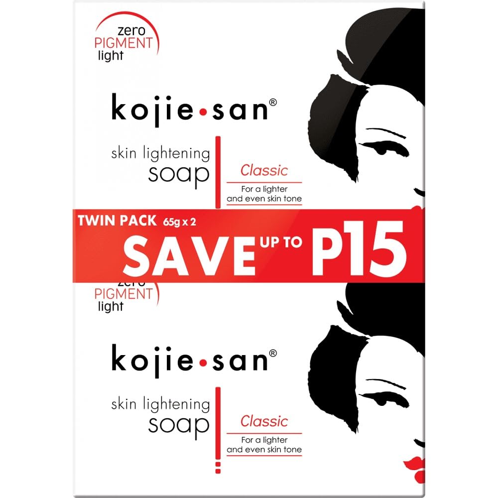 White Smoke Kojie San Skin Brightening Soap - Original Kojic Acid that Reduces Dark Spots, Hyperpigmentation, & Scars with Exfoliating Soap Net Included - 65g x 2 Bars