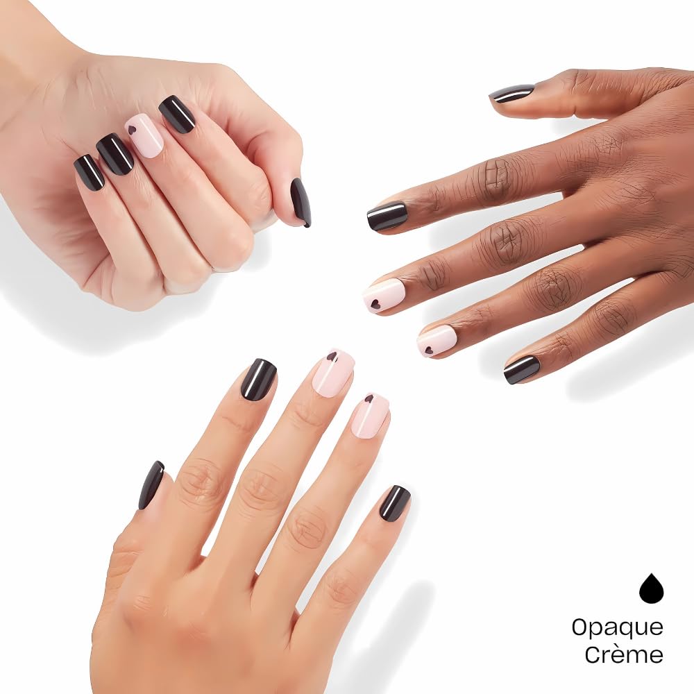 White Smoke OPI Nail Lacquer & On Point Press On Nails, Lincoln Park After Dark/Heart Bundle | Short Round Cool Purple with Hearts Press On Nail Art, 24 Count with Glue & Matching Iconic Nail Lacquer Polish Shade