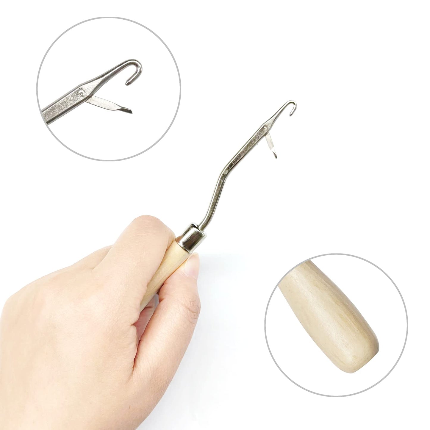 White Smoke 5PCS Latch Hook, Different Sizes Small Crochet Hooks Needle for Hair