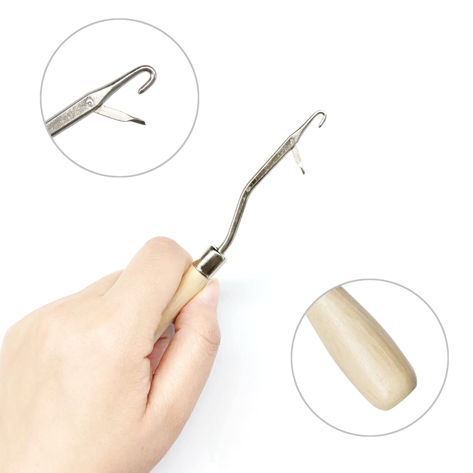 White Smoke 5PCS Latch Hook, Different Sizes Small Crochet Hooks Needle for Hair