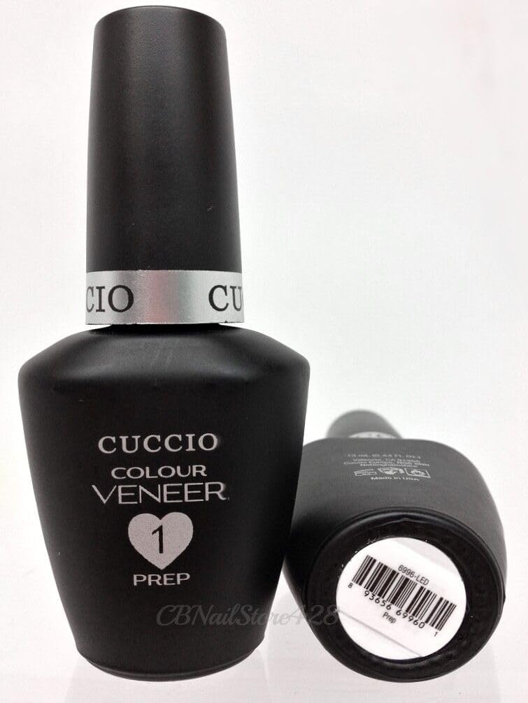 White Smoke Cuccio Veneer Treatment Pack – Complete LED/UV Gel Polish System, Includes Prep, Fuse, Base, and Top Coat, 13 mL Each