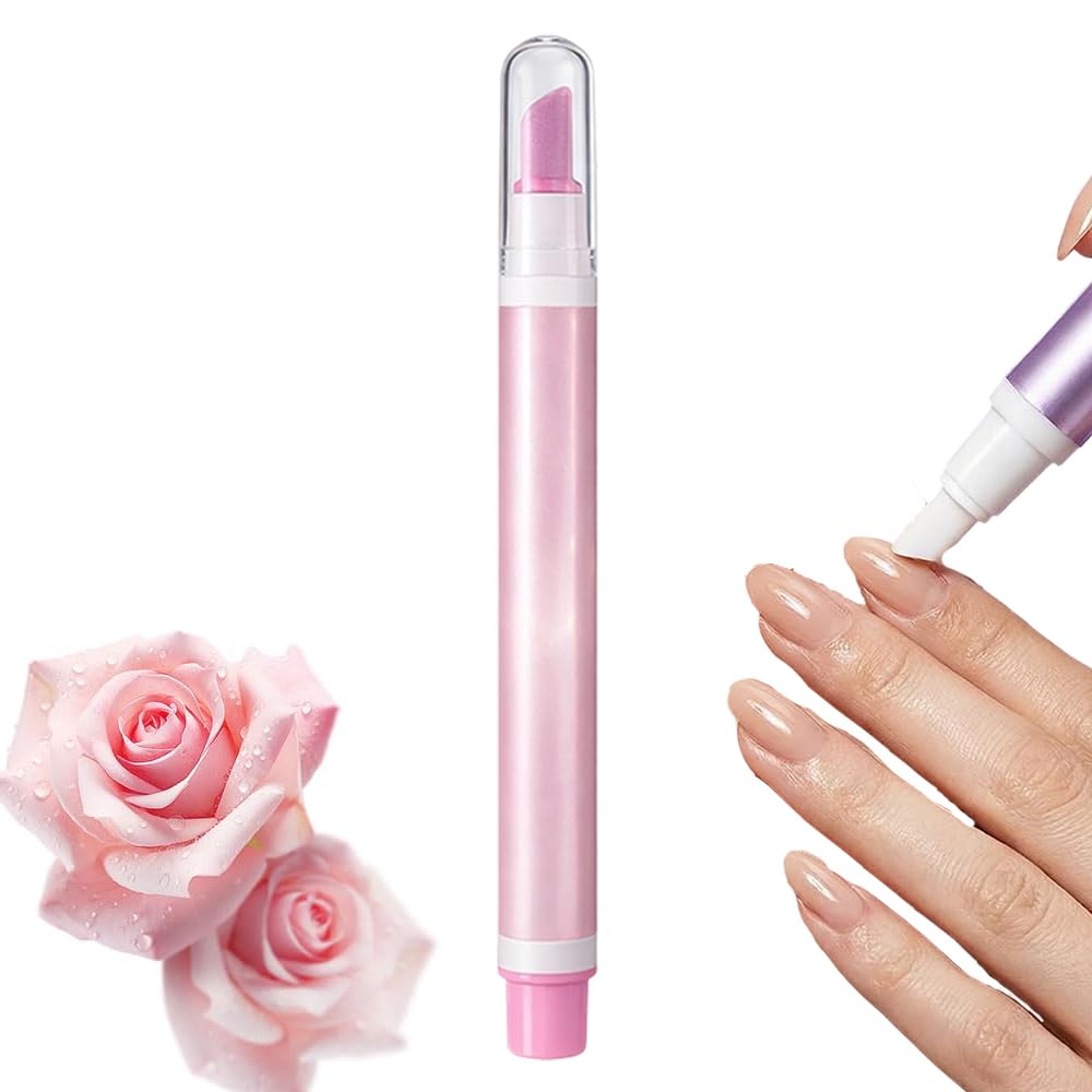 White Smoke Jurfest 2-In-1 Cuticle Oil Pusher Pen,Ceramic Cuticle Remover, Portable Nail Oil Pen, Moisturizing Supports a strong look For Nail Salon, Gentle Hangnail Remover For Women (Rose scent)