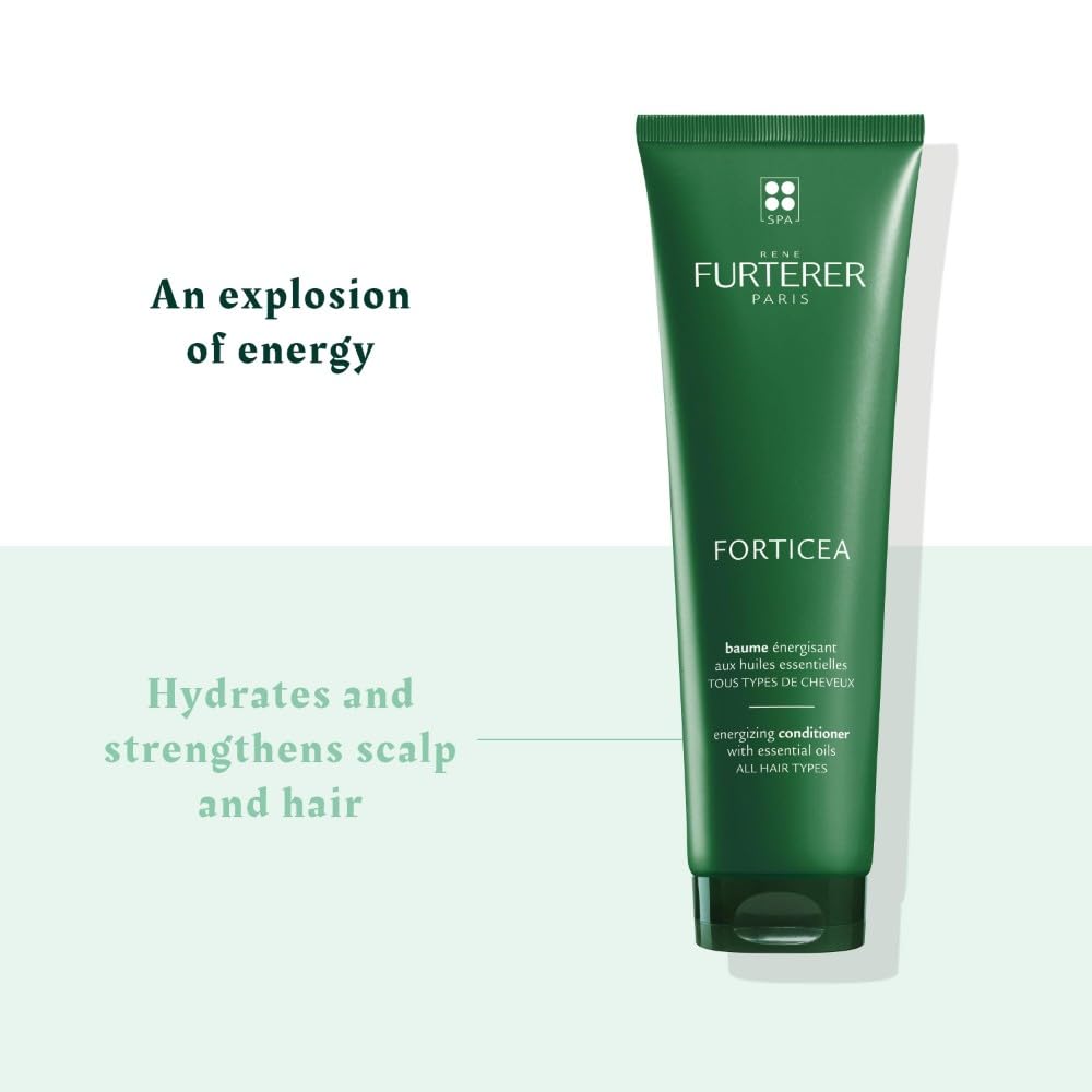 White Smoke Rene Furterer Forticea Strengthening Conditioner - Fortify Hair and Prevent Breakage with Rosemary Oil and Guarana Extract - Gentle, Daily Use Formula - Silicone, Sulfate, Paraben-Free - 5 fl. oz.