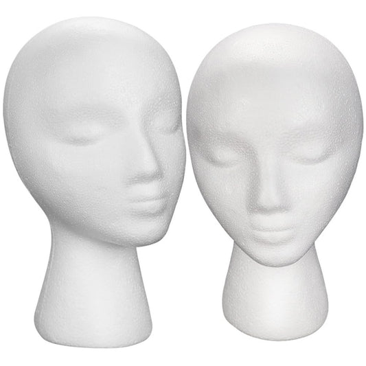 Light Gray POPETPOP Female Foam Mannequin Head 11 Inch Foam Head Model for Wig Hat Glasses Display Salon Travel Use