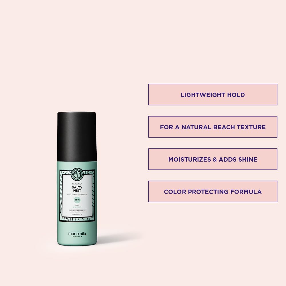 Misty Rose Maria Nila Salty Mist, Hold 2/5, For a Light Beach Look, 100% Vegan & Sulfate/Paraben free, 5.1 Fl Oz