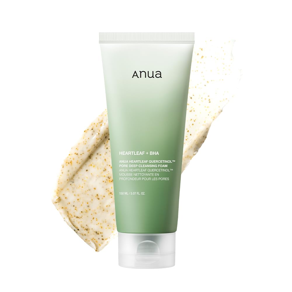 White Smoke Anua Heartleaf Quercetinol Pore Deep Cleansing Foam, Face wash for Pore Refining Cleanser, Hydrating Daily Facial Cleanser For Double Cleansing, Gentle Foaming with BHA, Korean Skincare, 5.07 fl.oz.