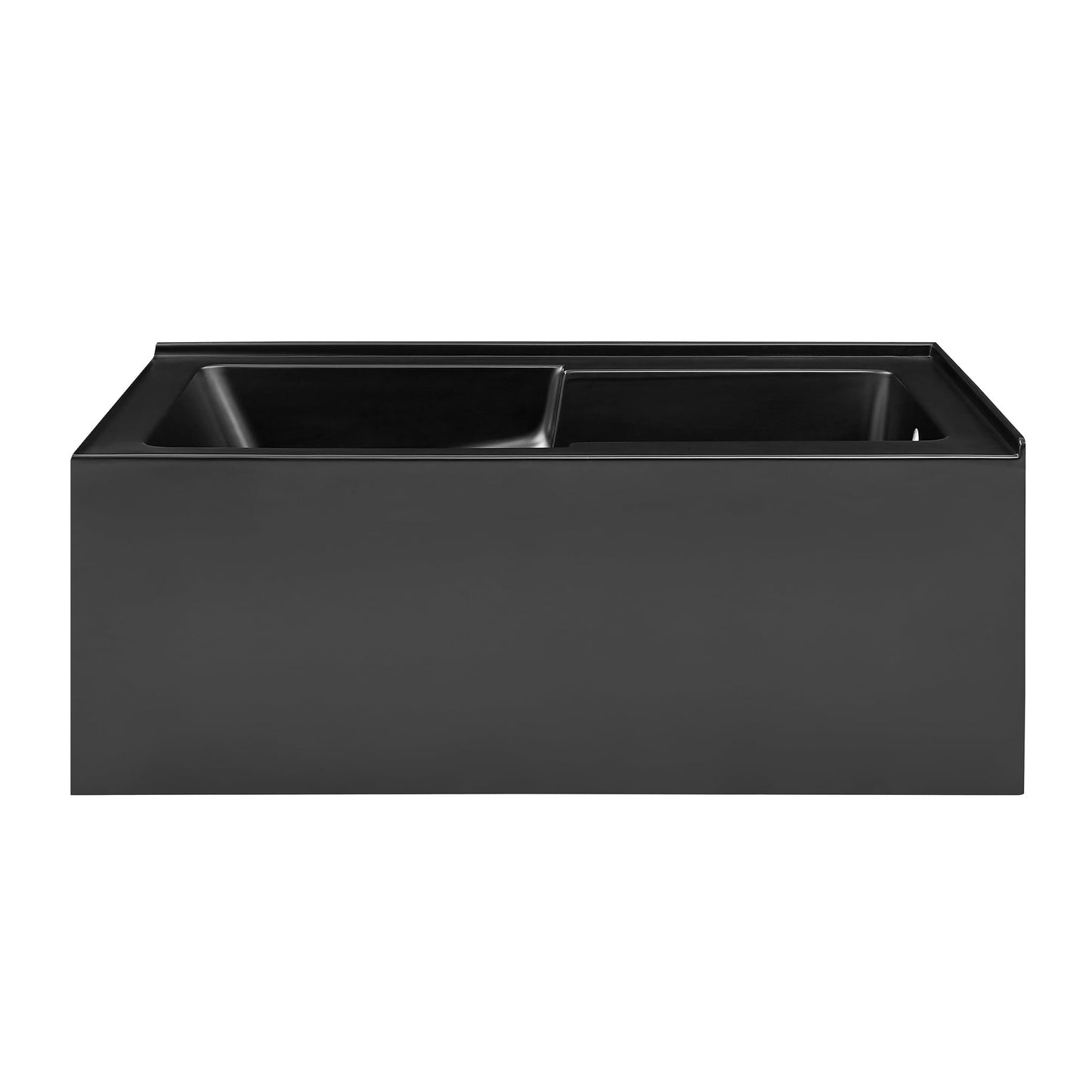 Dark Slate Gray Swiss Madison Claire 60 x 32 Right Drain Soaking Alcove Corner Apron Bathtub in Glossy Black