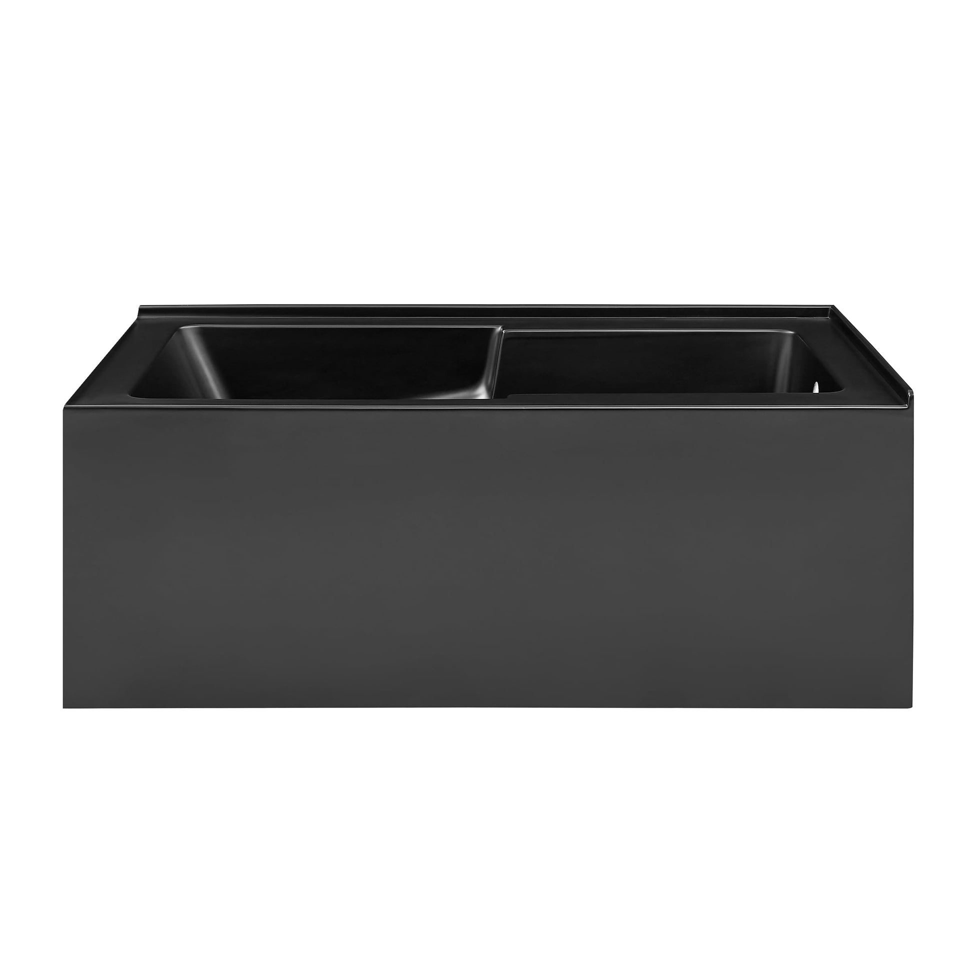Dark Slate Gray Swiss Madison Claire 60 x 32 Right Drain Soaking Alcove Corner Apron Bathtub in Glossy Black