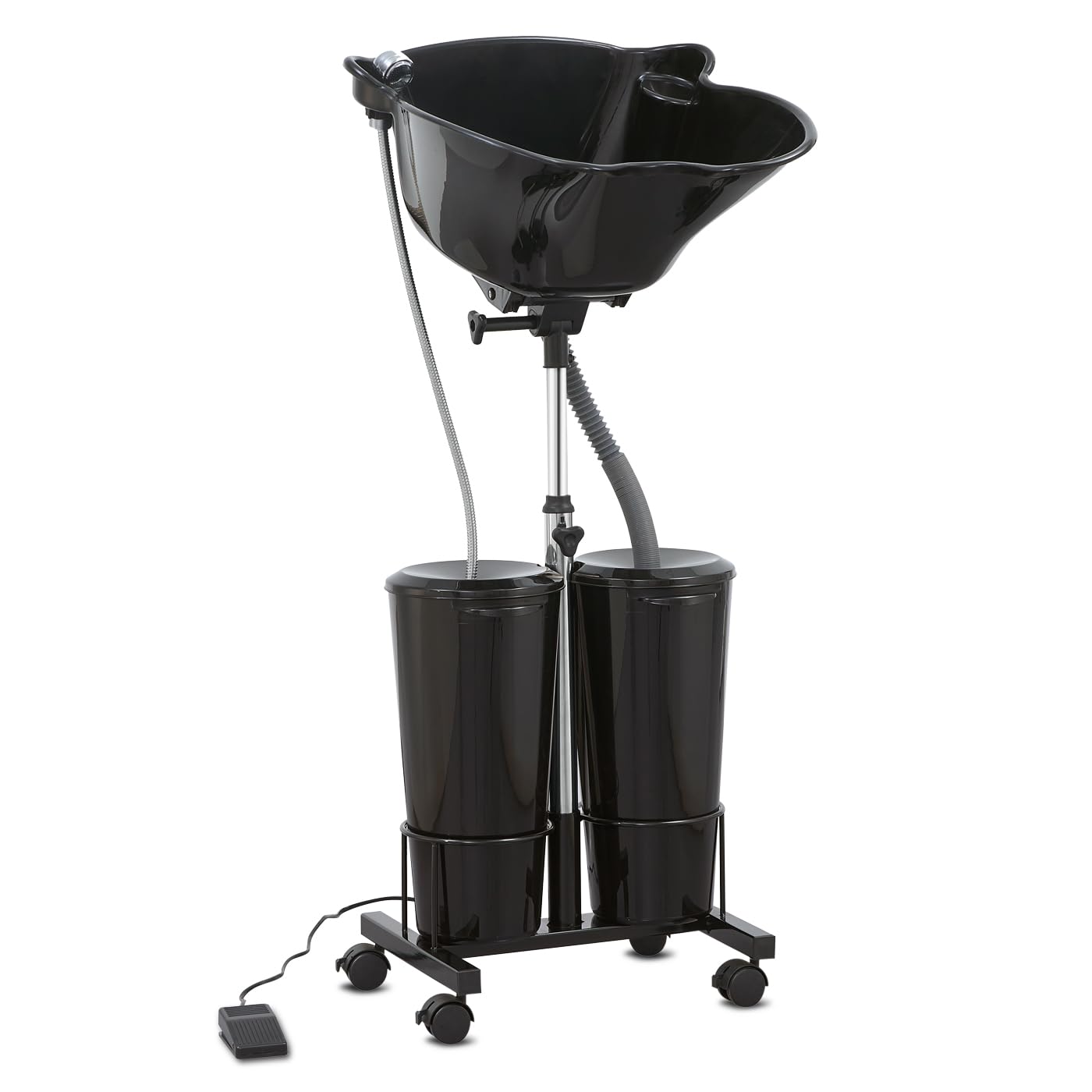 White Smoke Portable Shampoo Bowl with Electric Pump (Pack of 1) | Adjustable Basin Height, Dual-Bucket Design with Drain Hoses | Home & Barber Use |