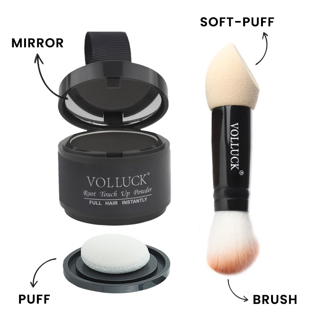 White Smoke Root Touch Up Powder, Instantly Gray Root Cover Up Hairline Powder, Hair Concealer for Women and Men (A-Black, 2PC)