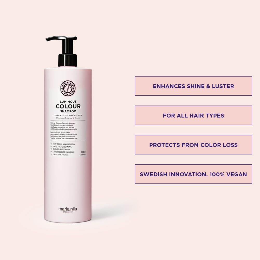 Misty Rose Maria Nila Luminous Colour, Shampoo & Conditioner set (2 x 500 ml), Reduces Colour Loss from Washing, Pomegranate Counteracts Dehydration, 100% Vegan & Sulfate/Paraben free