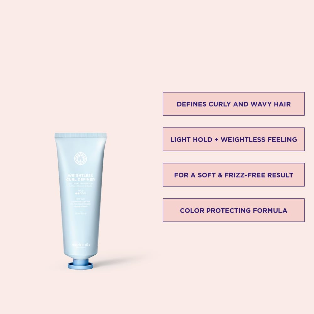 Misty Rose Maria Nila Coils & Curls, Styling Gel, Weightless Curl Definer 4.2 Fl Oz, Light Hold, For Curly & Wavy Hair, Shea butter for Soft & Frizz Free Hair, 100% Vegan