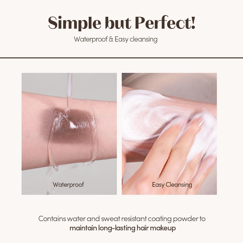 White Smoke ETUDE Hair Pang Pang hairline powder Root Touch Up Hair Color, Waterproof, For Facial Makeup, Hairline and Thin Hair - Natural Black