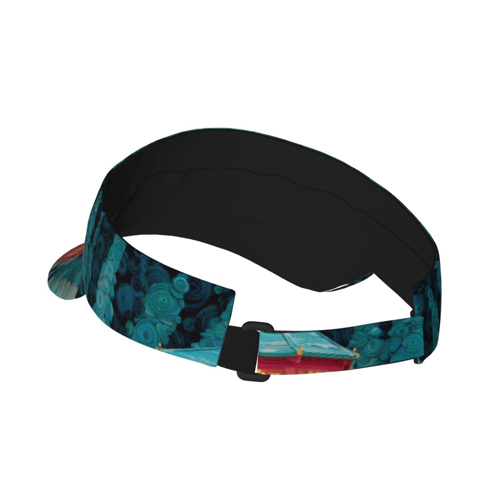 White Smoke Enchanted Alcove Adult Sunscreen Visor Cap Sweat Absorption, Suitable for Four Seasons and Various Sports Black