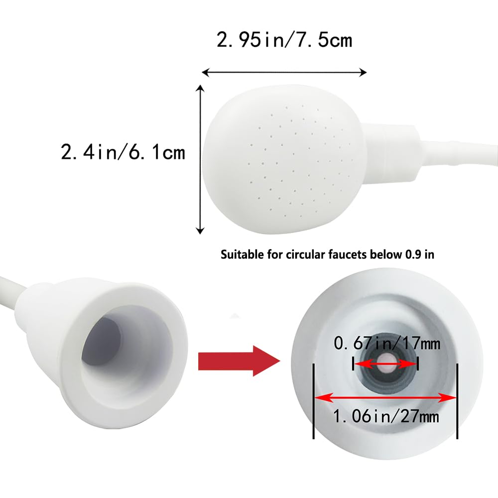 White Smoke Soerreo Sink Spray Rubber Hose, Portable Rubber Hose Nozzle, Shampoo Sprayer, Easy to Use, Suitable for People or Pets