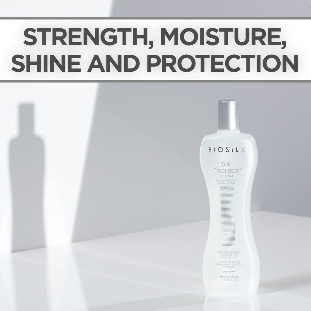 White Smoke BioSilk Silk Therapy Original, Reconstructing Leave-In Hair Treatment, Adds Shine, Smooths & Prevents Split Ends, Sulfate-Free, Paraben-Free, Cruelty-Free, 12 Oz