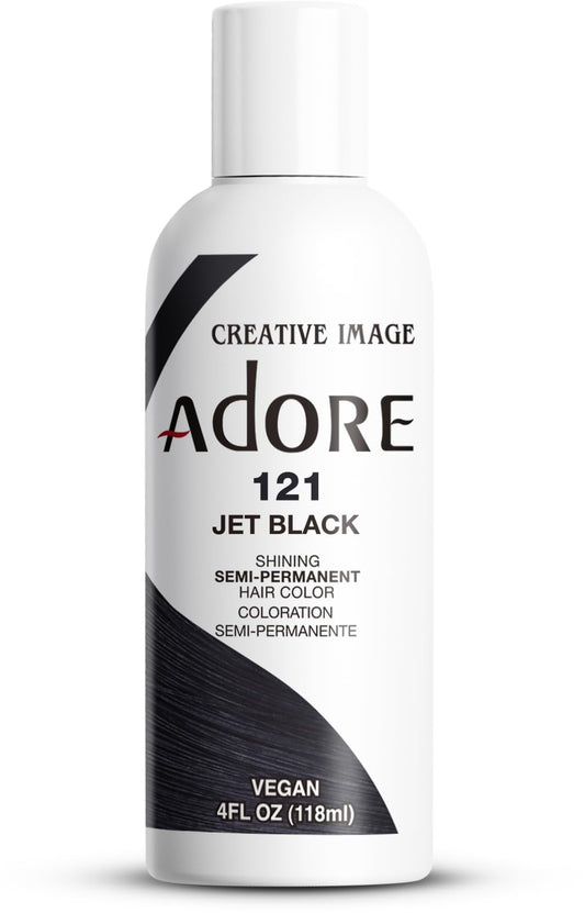 White Smoke Adore Semi Permanent Hair Color (121 Jet Black) | Vegan & Cruelty-Free Black Hair Dye | No Ammonia, No Peroxide, No Alcohol | 4 Fl Oz