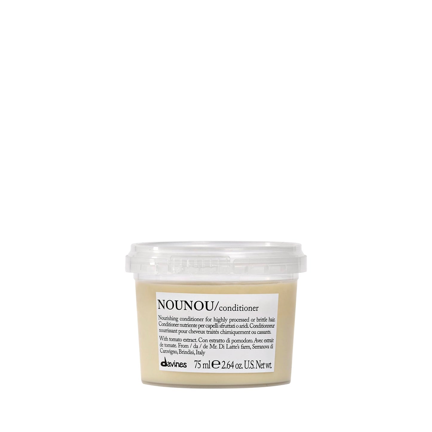 Light Gray Davines NOUNOU Conditioner, Nourishing Emollient Effect for Highly-Processed, Chemically Treated, Dry, Damaged or Brittle Hair - Easy to Untangle, Travel Size, 2.54 Fl Oz