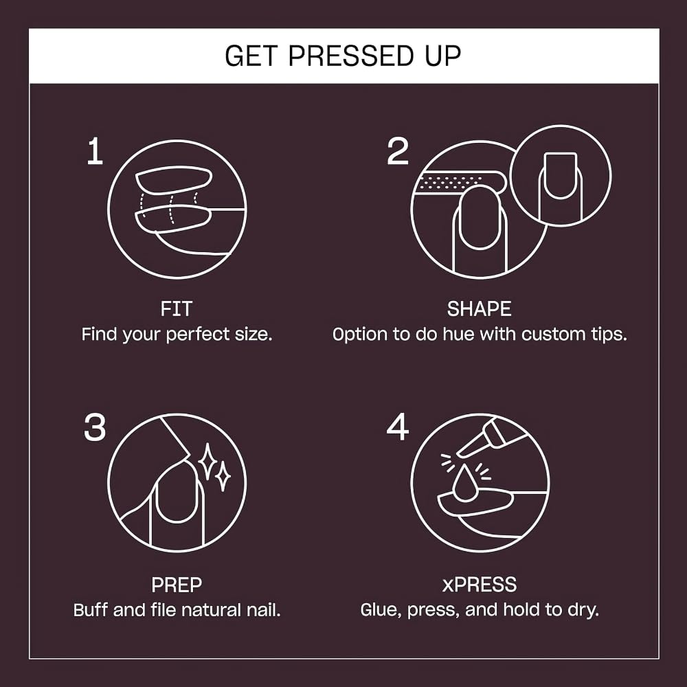 Dark Slate Gray OPI Nail Lacquer & On Point Press On Nails, Lincoln Park After Dark/Heart Bundle | Short Round Cool Purple with Hearts Press On Nail Art, 24 Count with Glue & Matching Iconic Nail Lacquer Polish Shade