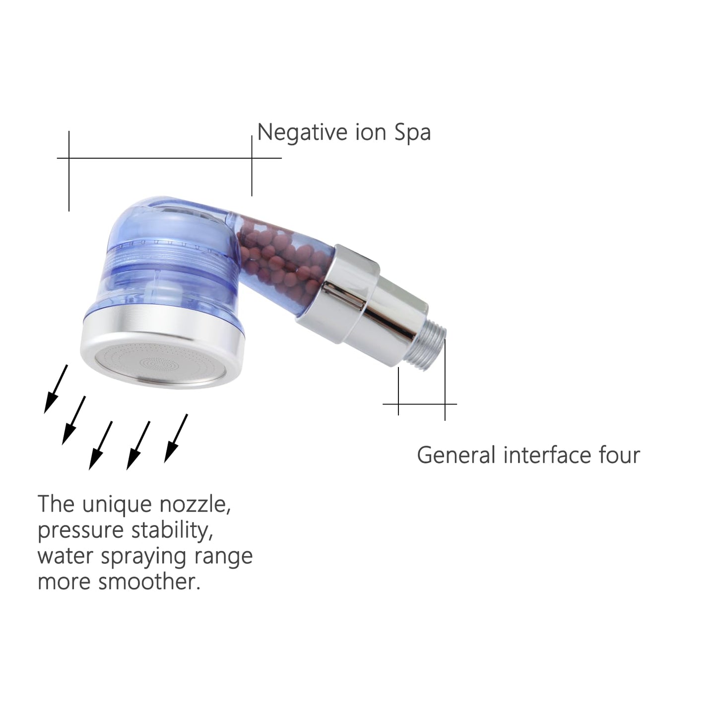 White Smoke Socila Blue Sprayer Head 3 Function With Filter For Shampoo Bowl, High Pressure And Water Saving, Filter For Dry & Frizz Hair