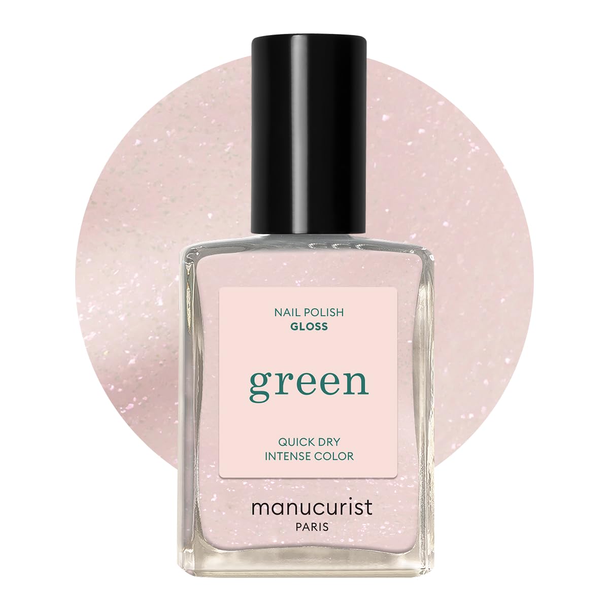 White Smoke Manucurist Green Quick Dry Nail Polish Gloss (Iridescent White) - 9-Free, Plant-Based and Vegan - Non Toxic - Natural Classic - Nails Care - Manicure - Made in France - 0.5 fl oz