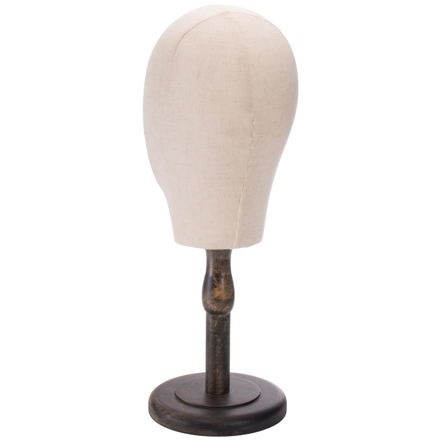 White Smoke Peohud 21 Inch Mannequin Head, Canvas Wig Stand with Head, Linen Dome Model Head with Detachable Wood Stand for Hats, Caps, Headdress, Wig Making, Headband Display