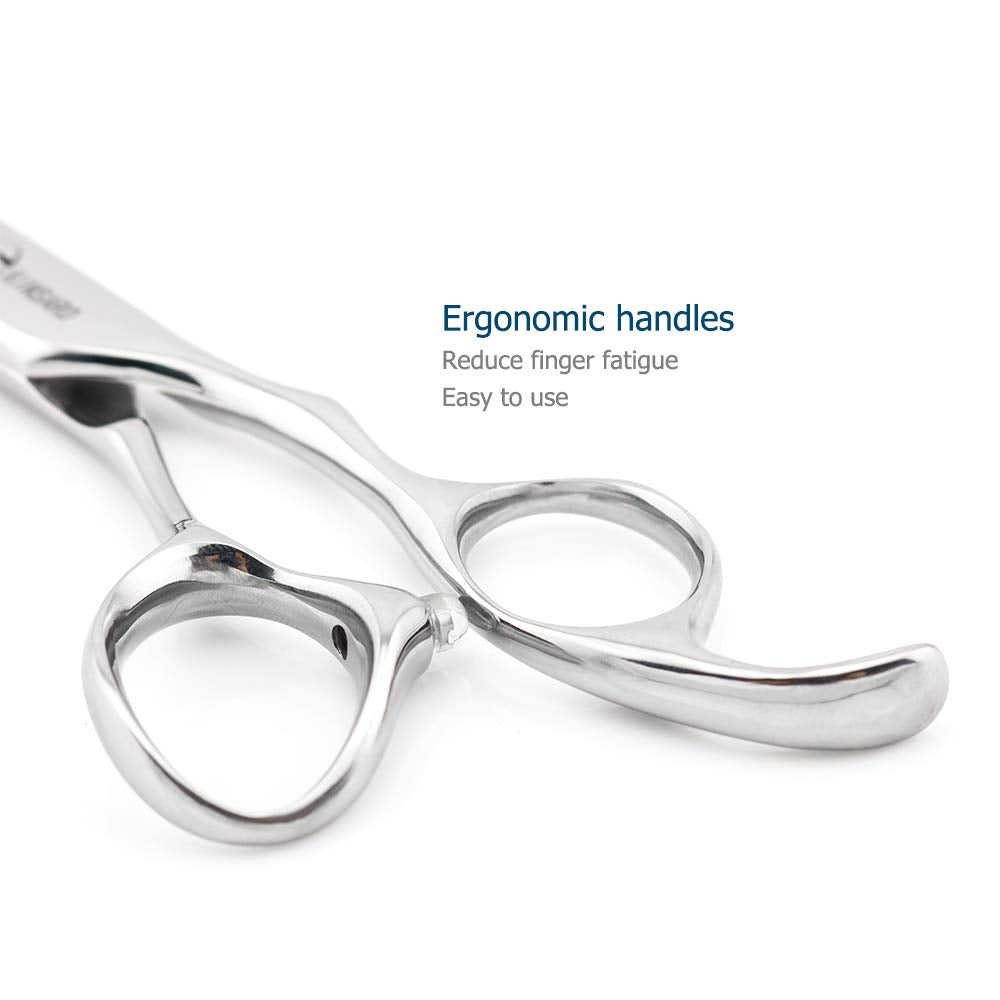 White Smoke 5.5" Barber Hair scissors Professional Hair Cutting Shears 440C Hair Cutting Scissors Shears Haircut Scissors Silvery Convex Blades KINSARO for Hairdresser Barber or Home Use