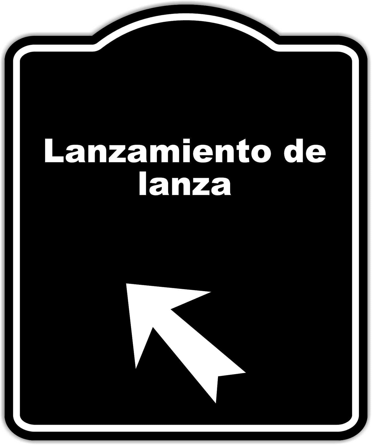 Black Lanzamiento de lanza Spanish Black Sign Arrow Up Left Aluminum Composite Sign 20 x 24 inches