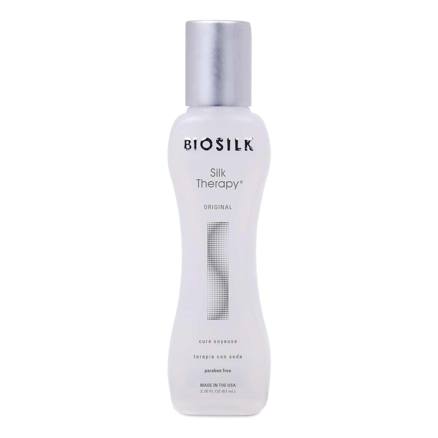 Light Gray BioSilk Silk Therapy Original, Reconstructing Leave-In Hair Treatment, Adds Shine, Smooths & Prevents Split Ends, Sulfate-Free, Paraben-Free, Cruelty-Free, 2.26 Oz
