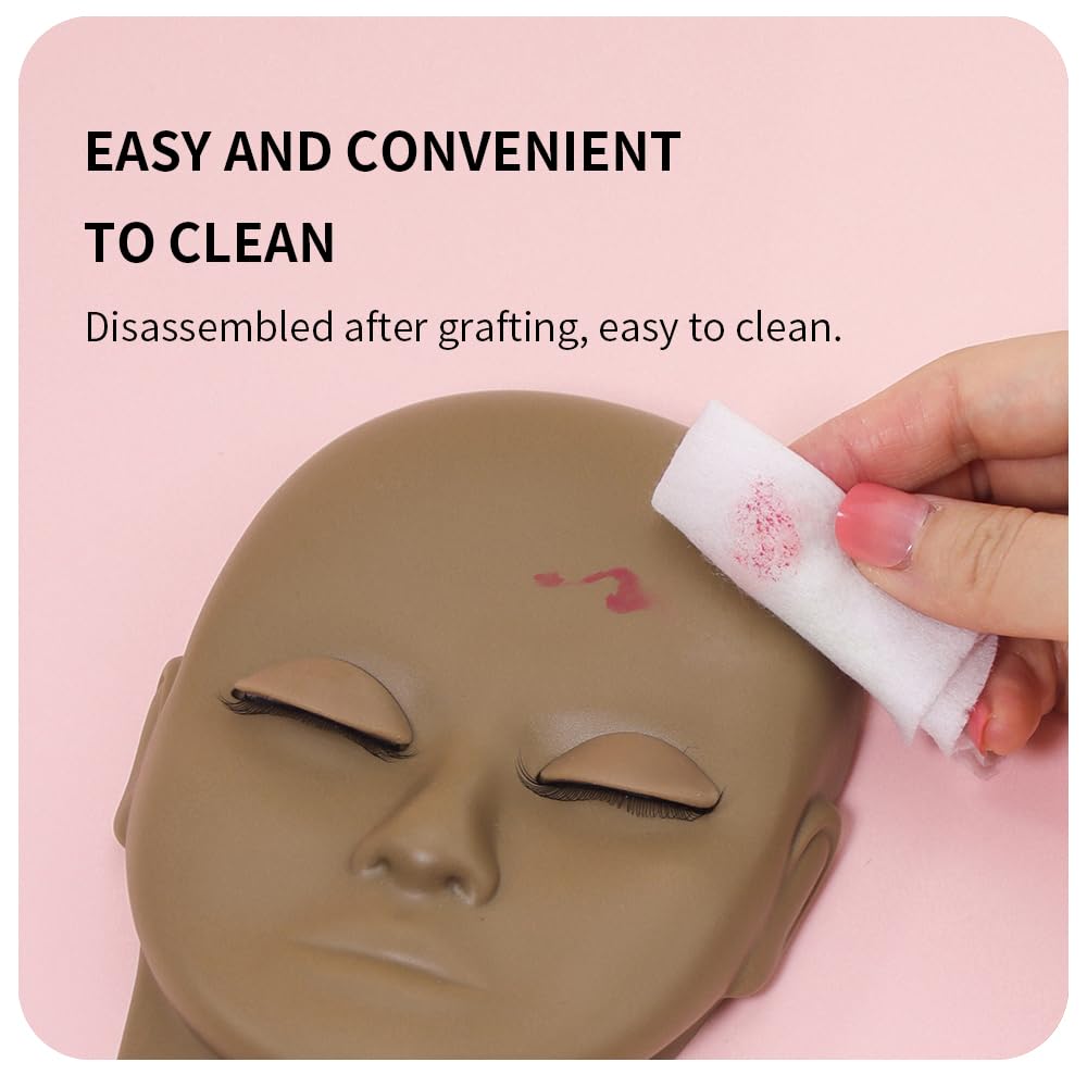 Dim Gray ANNAFRIS Lash Mannequin Head, Eyelash Extension Mannequin Head with Replaceable Eyelids, Premium Silicone Material, Skin Color