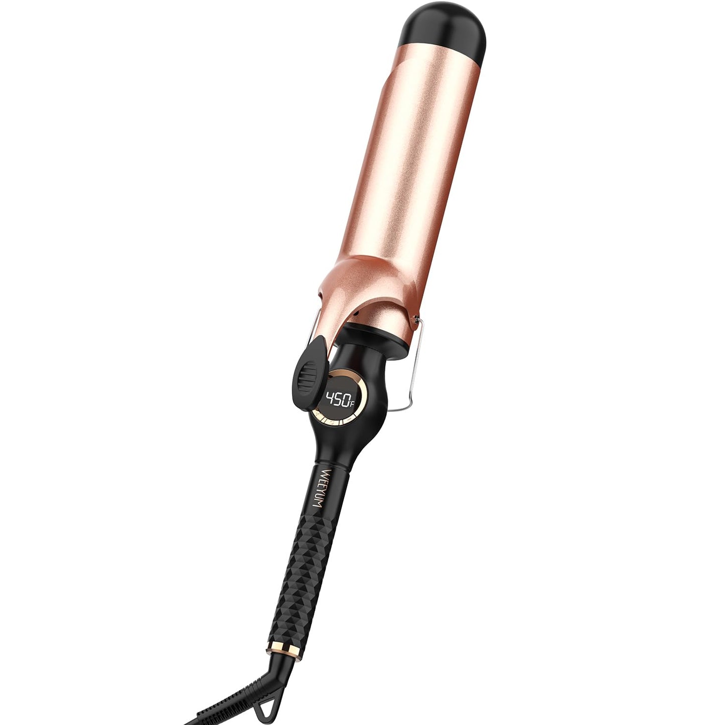 White Smoke Large Curling Iron 2 Inch, Ceramic Long Barrel Hair Curling Wand, Hair Styling Tool, Dual Voltage, LCD Display, Black