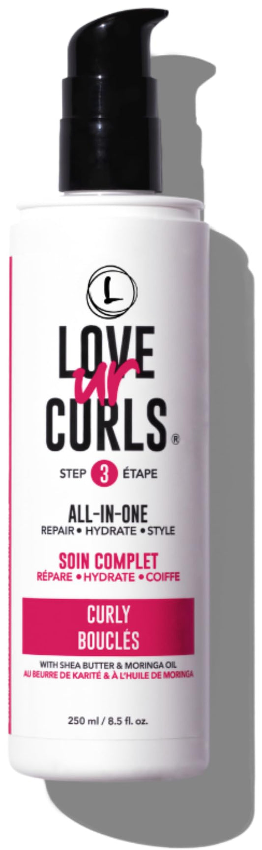 White Smoke Love Ur Curls All in One Curl Cream Styler, Anti Frizz Curling Cream for Curly Hair, Repair, Define, Hydrate & Style with Shea Butter, 250mL