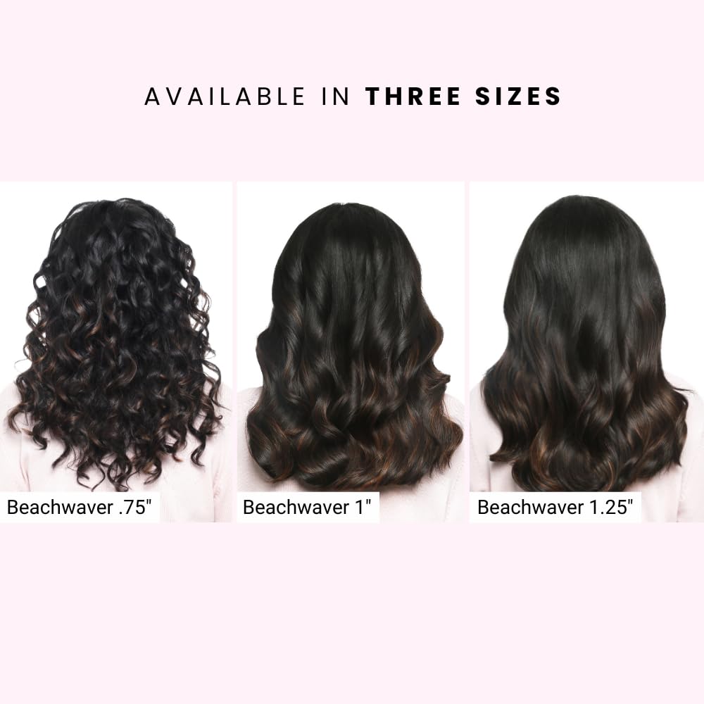 White Smoke The Beachwaver Co. Beachwaver S1.25 Rotating Curling Iron - White | Automatic 1.25 Inch Ceramic Curling Iron | Auto-Shut Off, Home Button, Travel-Friendly, Dual Voltage | S-Series (DV1138BX)