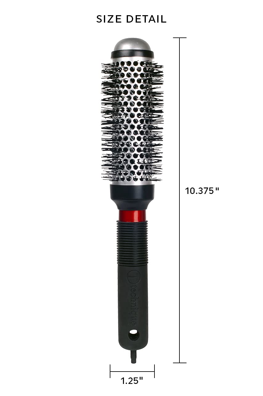 White Smoke Cricket Technique Thermal Hair Brush #330 1.25” for Curling, and Styling – Heat-Retaining Barrel with Anti-Static Tourmaline Bristles, Round Thermal Brush, Ideal for All Hair Types