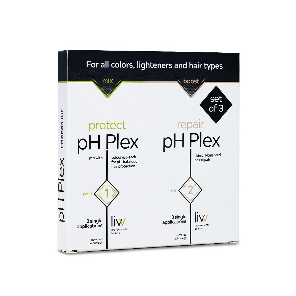 Lavender LIW pH Plex Steps 1&2 Protect & Repair Hair Care Treatment - Use with Home Hair Color & Bleach Products - Salon Quality Professional Results at Home - Friends Kit (3 Sachets of Steps 1 & 2)